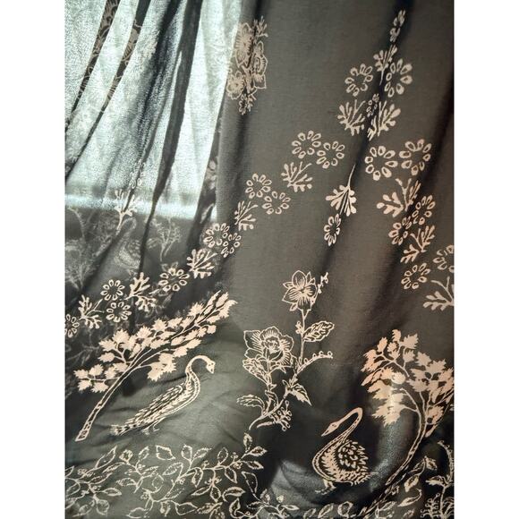 Y2K Sheer Black Baby‎ Doll Lace Slip Top L Peacocks Floral Fairy Goth Romantic - Picture 8 of 9